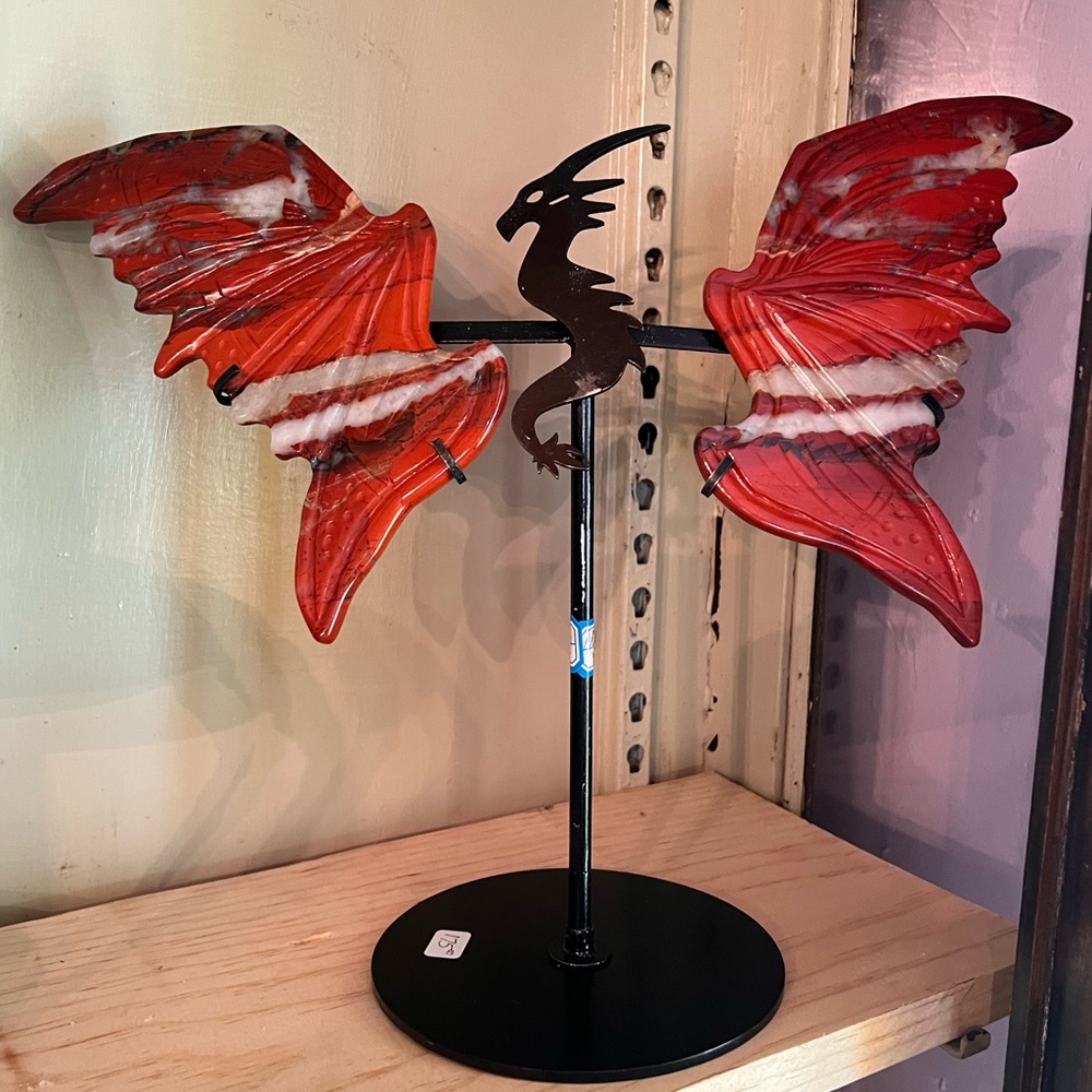 Hand Carved Red Jasper Dragon Wings